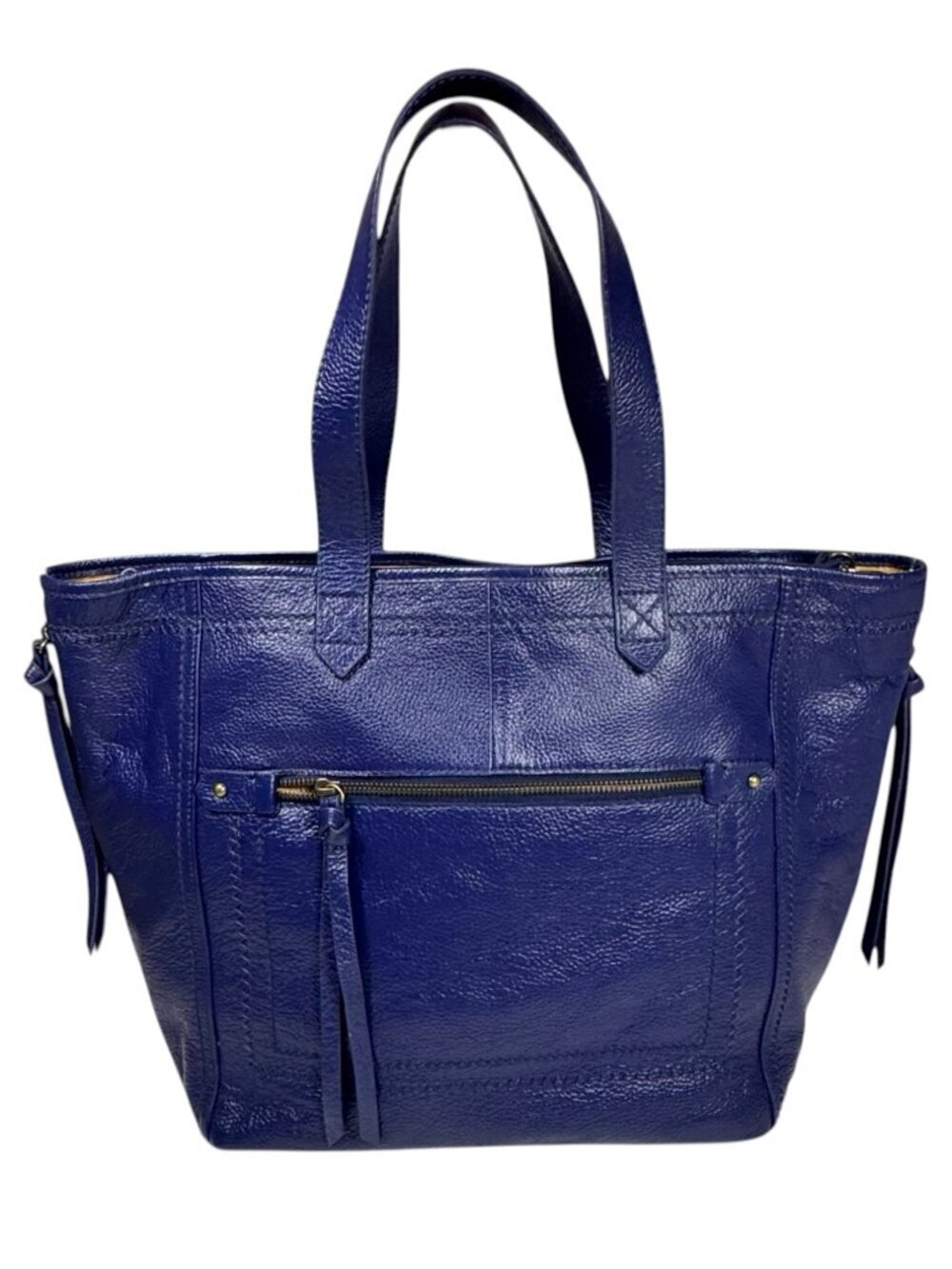 Isabella Fiore Pebbled Leather Tote Bag Large Tassels Shoulder Strap